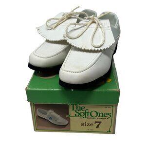 Endicott Johnson The Soft Ones Women's 6 Vintage White Leather Golf Shoes w/ Box